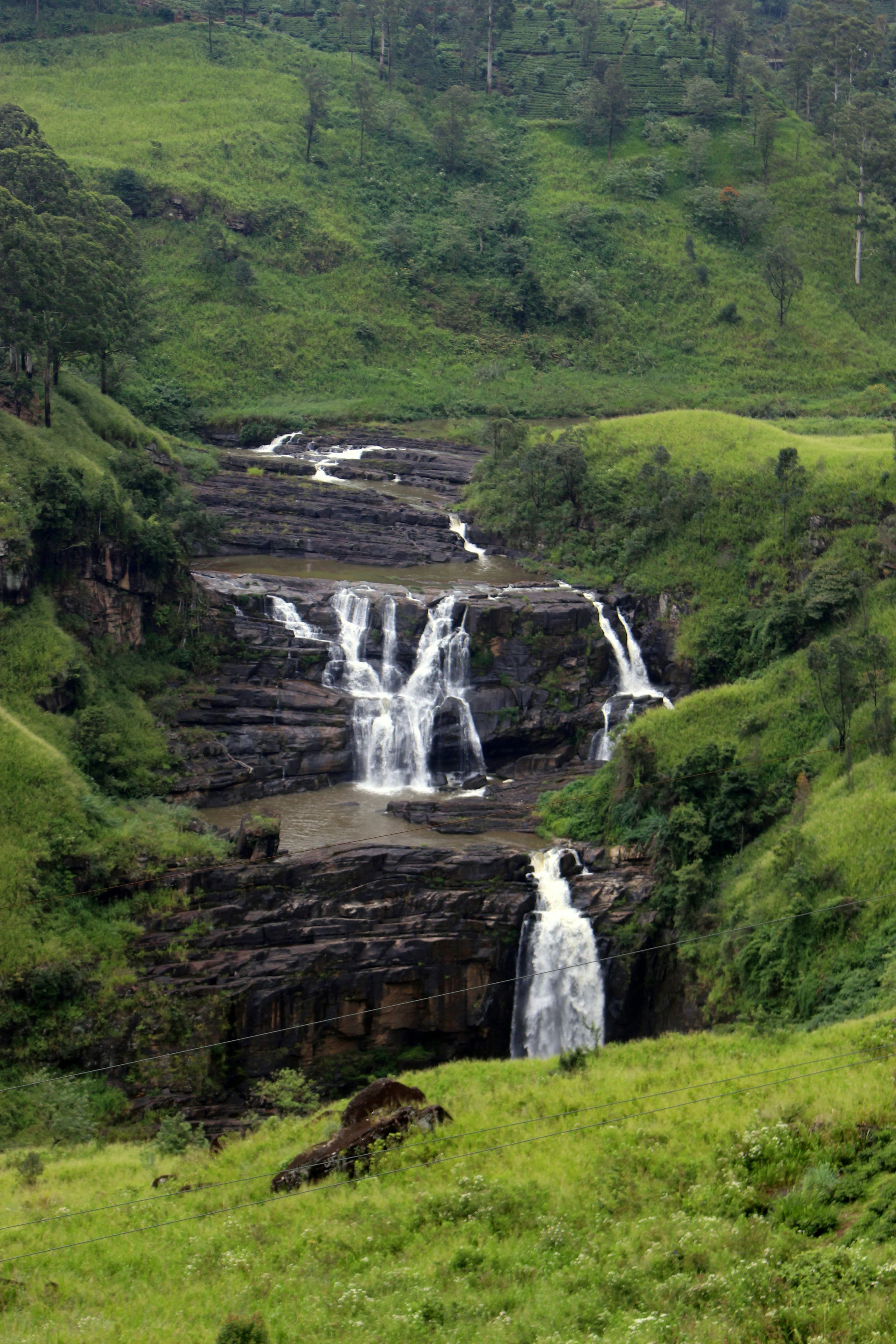 Lush tea plantation hills in Sri Lanka highland